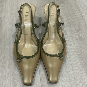 Prada Kitten Heel Sling Backs